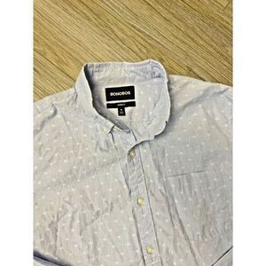 Bonobos Mens‎ Button Down Shirt Size Medium Blue Tailored Fit Long Sleeve